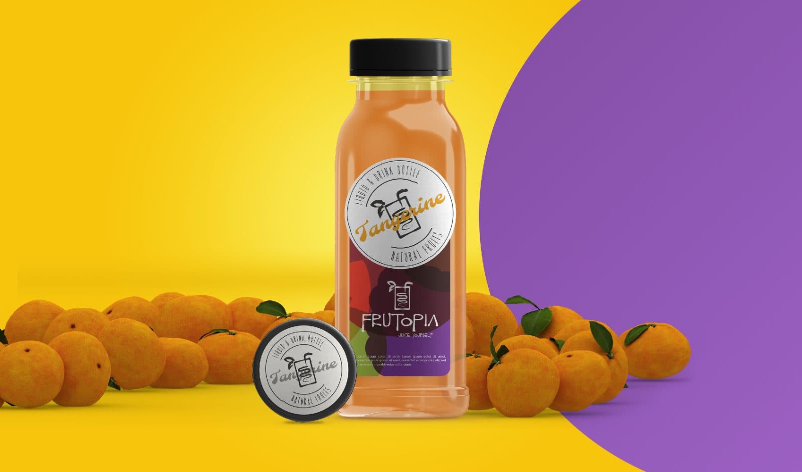 Botella de jugo Frutopia con naranjas