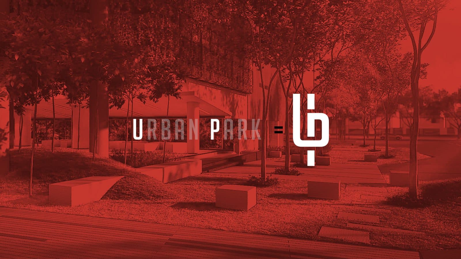 Identidad de Urban Park sobre fotografía en rojo